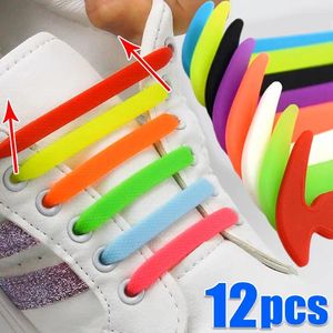 Schuhteile 12 pcs Silikon Elastizität Schnürsenkel Special No Tie Shoelace Schnürung Kinder Erwachsene Sneaker Schnellspitze kreativer fauler Gummi