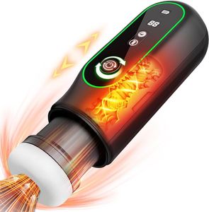 Automatic Male Masturbator Sex Toys for Men, Sucking High-Speed Thrusting- Vibration Heating Masturbation, Electric Pocket Pussy Stroker with LCD Display Penis
