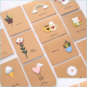 PERDO DE GREST 12PCS/Set 3D Greeting Cards Terno com Envelope Birthday Ação