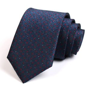 Mens 7cm Navy Blue Tie Design di alta qualità Gentleman Fashion Formal for Men Business Suit Work Necktie con confezione regalo 240412