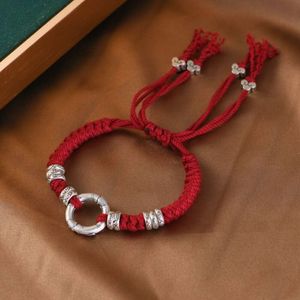 geomancy accessory Golden Deer King Foot Hand Strapping, Plain Plate Wrapped Circle, Koi Double Fish Sier Ring, Red Handmade Woven Rope Bracelet