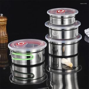 Bowls 304 Stainless Steel Round Lunch Box With Lid Refrigerator Fresh Sealed Storage Containers Picnic Bento Leakproof Bowl