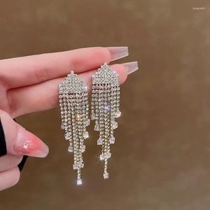 Dangle Earrings 2024 Senior Atmosphere Geometric Drop Fashion Long Tassels Shiny Crystal Trendy Women Joker