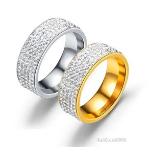 Hip Hop Iced Out CZ Bling Mens Ring Gold/sier Color 14K Gold Wedding Engagement Rings for Women Men Jewelry 2024