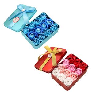 Flores decorativas 12pcs Soop Rose Flor Head Gift Box Presentes Românticos Artificiais Para o Dia dos Namorados do Natal Aniversário de casamento