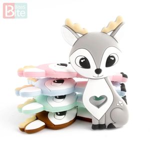 10pcs5pcs sika geyik silikon teether karikatür hayvan diy emzik klipsini bir ücretsiz gıda sınıfı elk bebek 240415