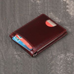 Clips Personalized Logo Genuine Leather Rfid Blocking Dollar Money Clip Wallet Mini Genuine Leather Men Money Clips with Metal Clip