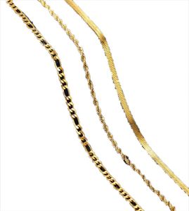 Ketten Vintage Goldkette Halskette für Frauen Fischgröße Seil Foxtail Figaro Curb Link Choker Schmuckzubehör Whole1043727