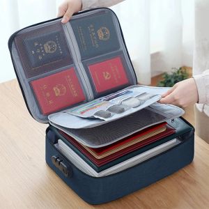 Holders Large Capacity 3Layer Document Storage Bag Certificate File Organizer With Lock For ID Bank Card Passport Holder Case Briefcase