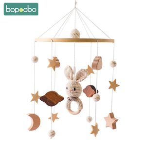 Toys della campana da letto del coniglietto all'uncinetto per bambini 0-12 mesi per il culitto mobile in legno infantile cuciture per cuccioli di gite musicali giocattolo musicale 240418