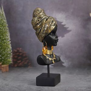 Vormir-Resin Black Women Statue Retro Африканский экзотический бюст-рисунок статуэтки внутренние дома гостиная спальня декор объект объект 240416