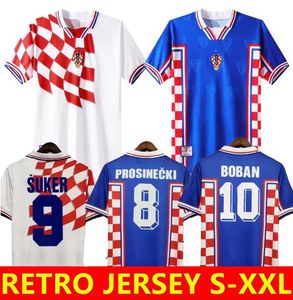 1998 Kroatien Soccer Jerseys Classic Retro Jerseys Modric Mandzukic Boban 2002 Vintage Home Jerseys Away Player Fans Version Football Shirt Men Kids Kit Kit Kit