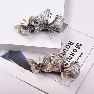 Hair Clips Fashion Butterfly Bridal Hairpin Accessories For Women Retro Elegant Woven Copper Wire Spring Clip Headwear Jewelry Tiaras