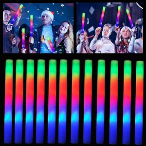 30/50/70Pc LED Glow Sticks Colorful RGB Glow Foam Stick Cheer Tube Dark Light for Xmas Birthday Wedding halloween Party Supplies 240407