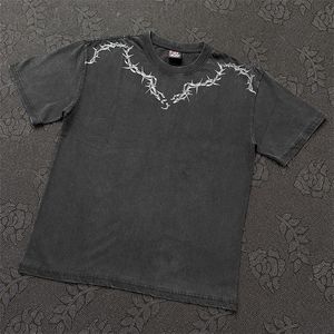Camiseta lavada masculina Mulheres Melhor qualidade estilo de verão T-shirt Print Top Tees Real Pictures
