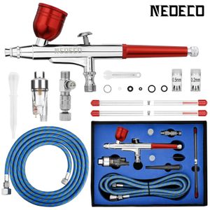 Precision Dual Action Airbrush 6ft Hose 020305mm Nozzles Needles for Painting Cake Decorating Model Art Tattoo 240408