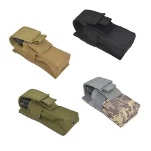 Förpackar Tactical Magazine Pouch Military Single Pistol Mag Bag Molle Ficklight Pouch Torch Holder Case Outdoor Hunting Kniv Holster