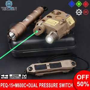 スコープWADSN TACTICAL M600 AIRSOFT FLASHLIGHTPEQ15 RED GREEN BLUED IRレーザーハンティングスカウトライトリモートデュアル拡張圧力スイッチ