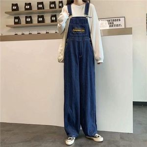 Women's Jeans S-5xl Casual Women Denim Embroidery Overalls Fashion High Waist Loose Suspender Trousers Straight Wide Leg Jumpsuits Female