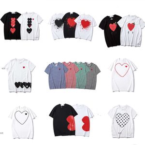 Comes Designer Play T Shirt des Garcons Cotton Fashion Brand Red Heart Embroidery T-shirt Women's Love Sleeve Par Short Sleeve Men CDGS Play 9047