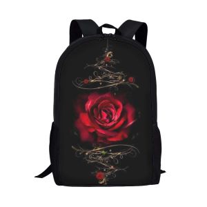 Taschen lila Gothic Rose Muster School Taschen für Mädchen Teenager Schulter Rucksack Trend College -Student lässig Frauen Reisen Tasche