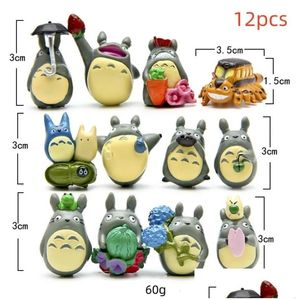 Dekorativa föremål Figurer min granne Hayao Miyazaki Totoro Action Figure Toy Mini Garden PVC Figurer Dekoration Söta barnleksaker Bir Dhh6p