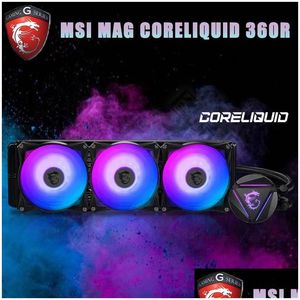 Wentylatory chłodnicze Woda chłodzenie MSI Mag Coreliquid 240R 360R RGB Cooler Wsparcie wentylatora AMD Intel CPU płyta główna ArgB 120x120x25mm Drop Deliv OTE0K