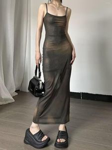 Casual Dresses Fashion Tie-Dyed Butterfly Printing Slip Dress 2024 Summer Sexy Slim Fit Looking Sheath