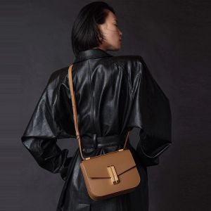 Taschen Damen Umhängetasche Retro Echt Leder Marke Small Square Bag Damenbeutel Single Schulter -Crossbody -Accessoires Frauenzubehör