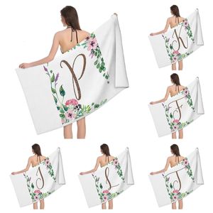 Home bath towels for the body bathroom letters and flower quick drying microfiber beach towel man women large sports 240409