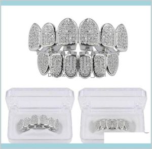 Grillz dentystyczne ciało bioder biżuteria biżuteria męska diamentowe zęby Osobowość uroków złota lodowane grille raper mężczyźni moda akcesoria upuść 7073933