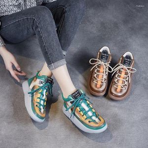 Scarpe casual mix sneaker color women women in pelle vera caviglia superiore per la piattaforma autunnale 2024 colorate