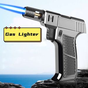 Ny personlig kreativ singel Fire Direct Blue Flame Lighter Windproof Metal Outdoor Barbecue Lighter Men's Tool