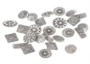 50st Mixed Antique Silver Tone Metal Buttons Scrapbooking Shank Button Handgjorda Sewing Accessories Crafts Diy Supplies6913112