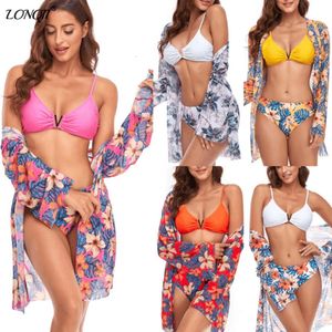 New Mesh Three Piece Swimsuit Women's Digital Printed Split Swimsuit Bikini