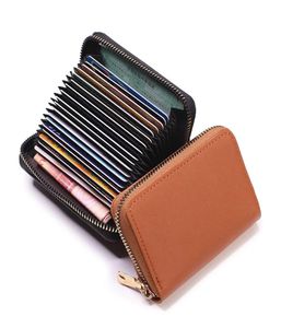 Kvinnor Slim Business Credit Card Holder Designer Wallet Coin Pure Pu Leather Plånböcker Bag Zipper CreditIDBank Card Bags Case8715767