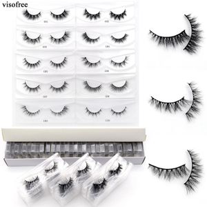 Visofree 3060100 par rzęsy norki bez pudełka 3D rzęsy Krótka naturalna fałszywa rzęs w luzem Crueltyfree Makeup Lash 240420