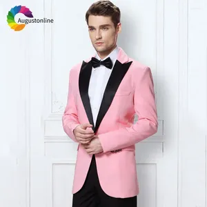 Men's Suits Pink Men Wedding Black Peaked Lapel Prom Wear Man Blazer Masculino Tailored Slim Fit Groom Tuxedo Jacket Pants 2Piece