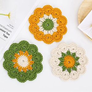 Table Mats 5pcs/lot 11CM Crochet Round Cup Placemat Pad Tea Mug Coffee Mat Kitchen Decor Wedding Gift