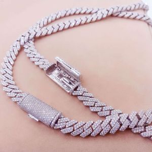 925 Sterling Silver Vermeil VVS Diamond Netclaces 10mm Moissanite Moissed Paved Prong Cuban chain