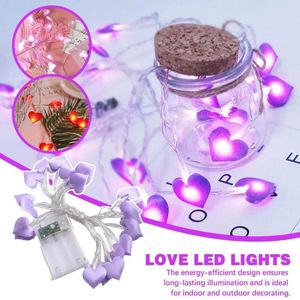 문자열 LED LOV LOVE String Lights Pink Purple Blue 크리스마스 결혼식 생일 동화 화환 장식 파티 홈 Z4T5