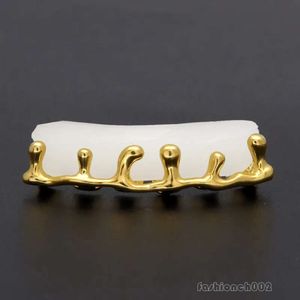 Gold Plated Teeth Grillz Volcanic Lava Drip Grills High Quality Mens Hip Hop Jewelry