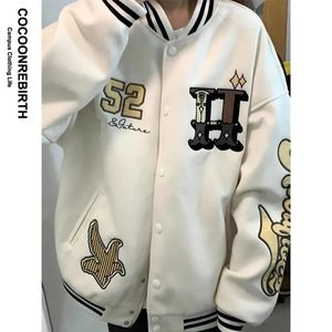 Hip Hop Vintage Varsity Bomber Siber Y2K Ceket Erkek Kadınlar Bahar Mektubu Nakış Beyzbol Jaket Sokak Giyim Kadınlar İçin 240420