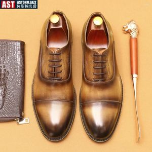 Dress Shoes Men's Oxford Business Brown Derby Genuine Leather Suit Wedding Groom's
