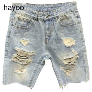 Mens Jeans Ripped Denim Shorts Light Blue Fifth Pants Trendy Allmatch Loose Woolen Split Ing Short 230519 48