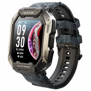 Kontrola C20 Wojska Smart Watch Mężczyźni SABL Black Ultra Army Outdoor IP68 Wodoodporny tętno Blood Monitor tlenowy Smartwatch 2023