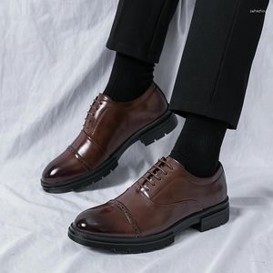 Casual Shoes Men's Lace-Up Leather Fashion Oxfords Men Arrival Male Comfortable Shoe Brand Business Footwear