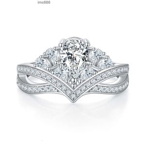 Somen Luxury Jewelry S925 STERLING SILVER PLATINUM PLATED PEARE CUT D GRADE 1.0CT MOISSANITEリング女性の結婚式の婚約