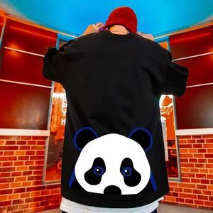 Men's T-Shirts M-8XL Oversized Tshirts Cute Black and White Panda Printed Short Slved T-shirt for Mens 2024 New Loose Top Y240420