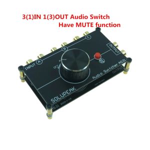 Förstärkare RCA Stereo Input Audio Source Signal Switch Switcher Splitter Distributör Väljare Box 3 In 1 Out för HIFI Audio Amplifier AMP